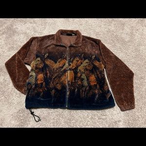 Vintage Sherpa running horses coat